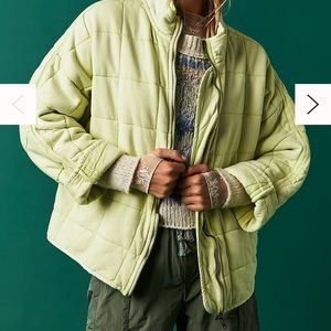 Free People Dolman Quilted Knit Lime Jacket Size Small